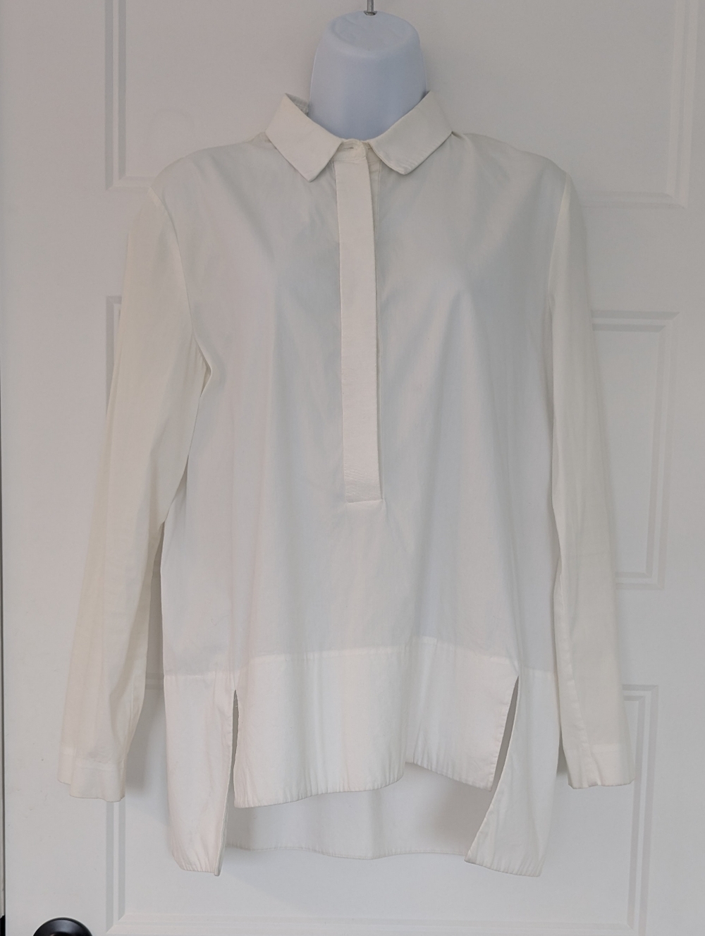 COS White Poplin Blouse Contrast Collar Size 6 Minimalist